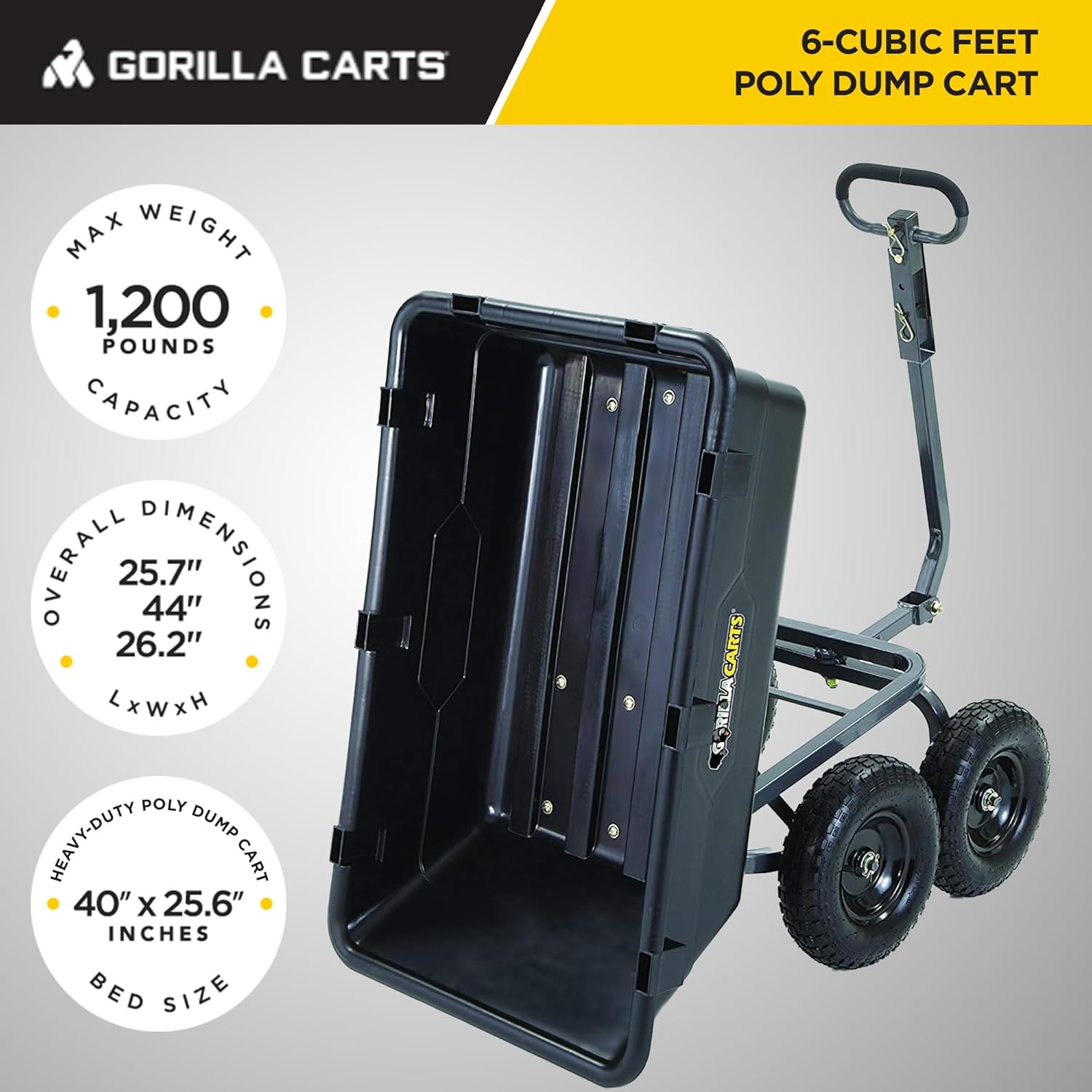 【Buy 1, Get 1 FREE】Gorilla 4-Wheel Utility Farm Cart for Produce Transport – 1500LB, 16" Tires