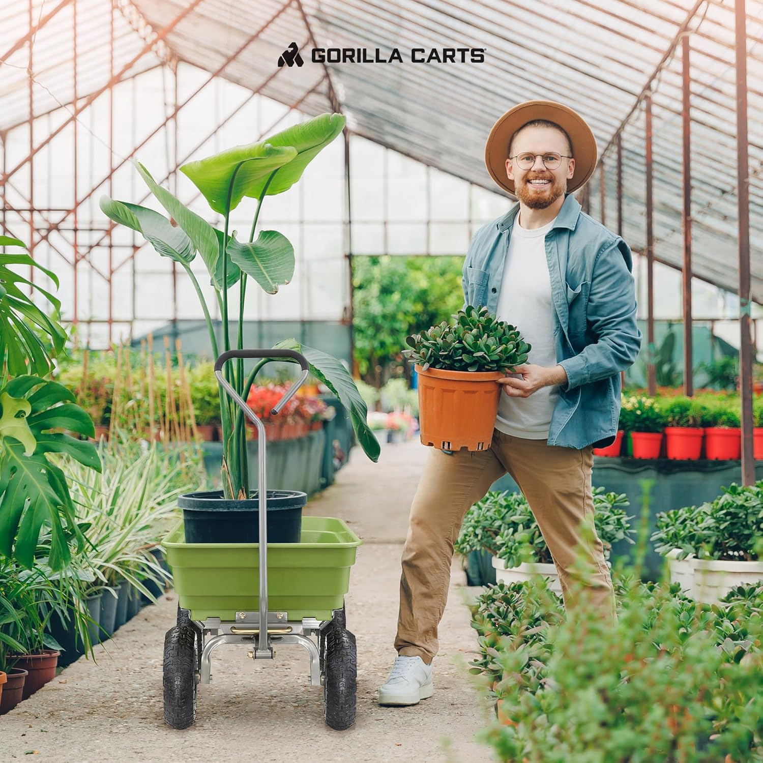 【Buy 1, Get 1 FREE】Gorilla 4-Wheel Utility Farm Cart for Produce Transport – 1500LB, 16" Tires