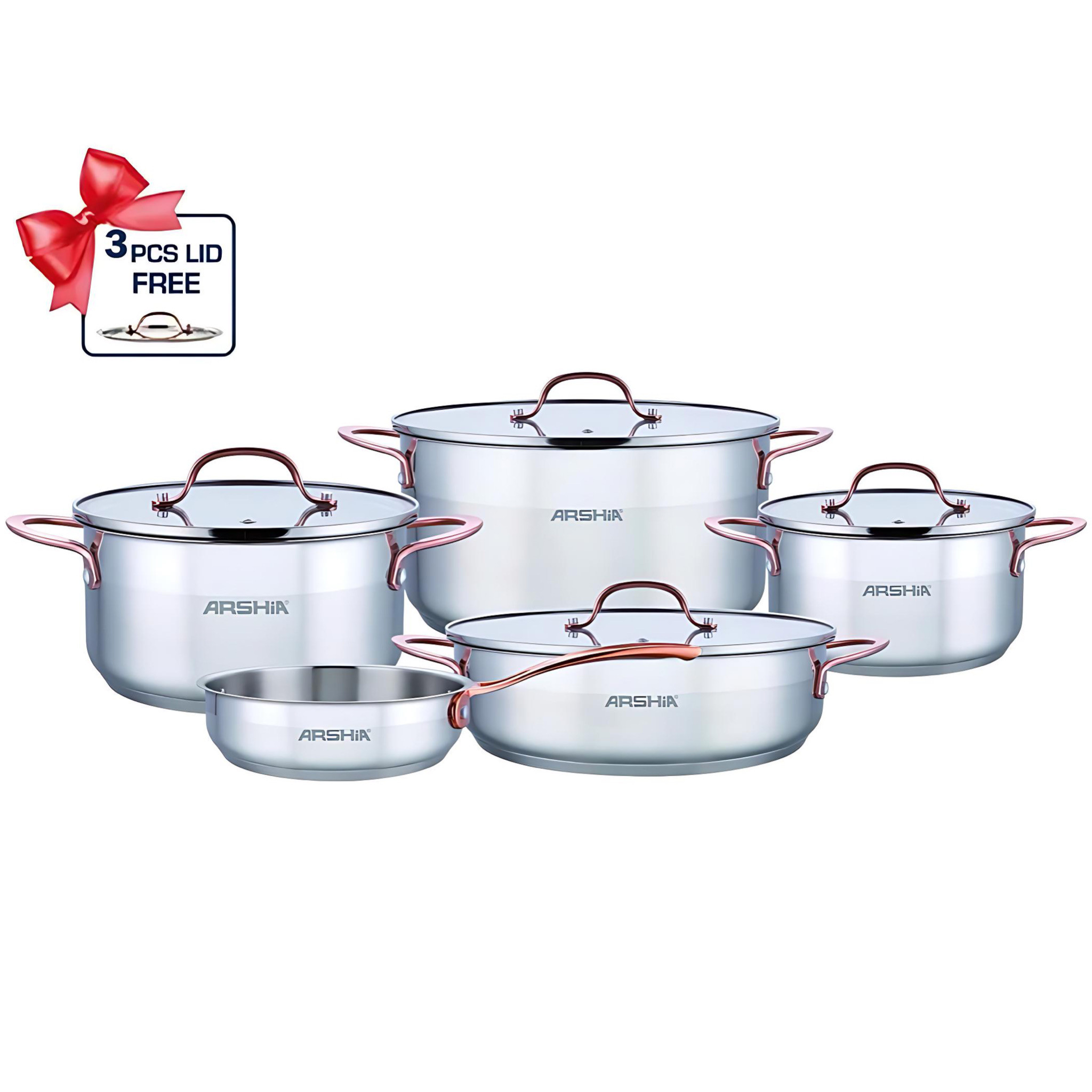 Kitchen And Beyond🔥Save Big🔥Meet the ASHIA premium 9-piece stainless steel with gorgeous copper handles cookware set | SS064-3175