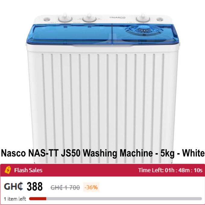 Nasco NAS-TT JS50 Washing Machine - 5kg - White