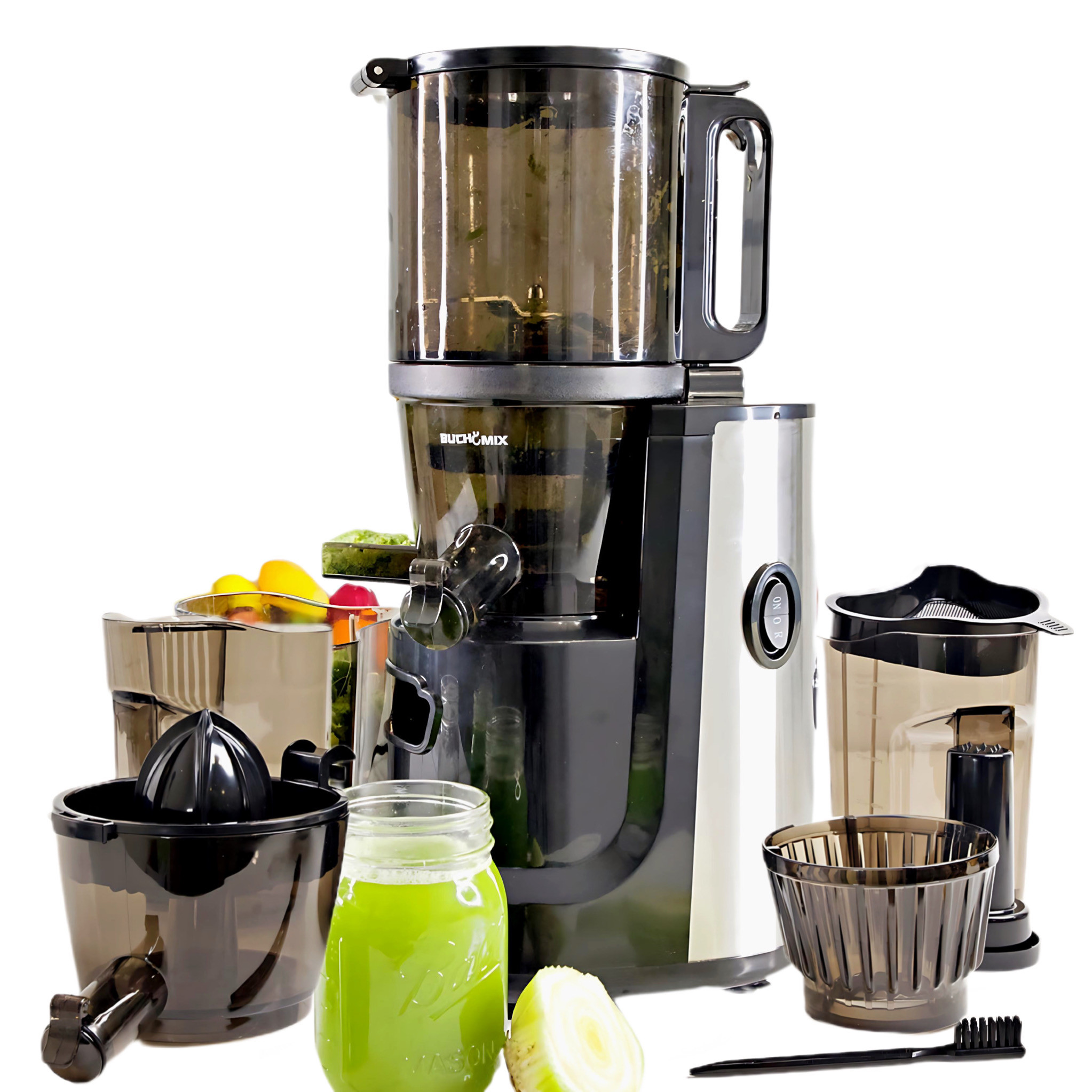 Kitchen And Beyond🔥Save Big🔥Buchymix BJ-15 Multifunctional Hands-Free Self-Feeding Batch Slow Juicer With Citrus Juicer