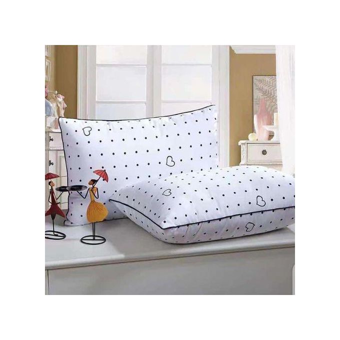 Premium Soft Fiber Pillows Set - 2 Pieces – Fluffy & Comfortable - Black/White✅Package Deal - 100