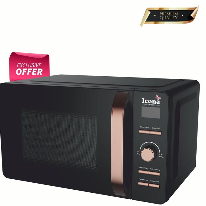 Jumia Exclusive Offer🛒70%off🔥Icona London ILDMOG-20XBRG Digital Microwave Oven with Grill – 20 L – Black/Gold
