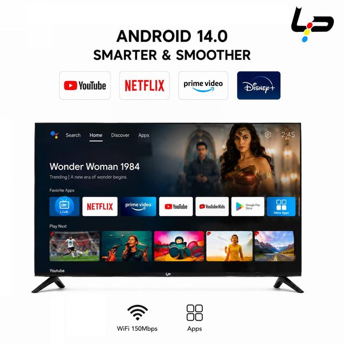 💥 Special Deals Are Here!💥LP Smart TV 32 , Android 14.0 , 1+8G, Frameless , HD, WiFi, 2 HDMI 2 USB Ports + 1 year warranty