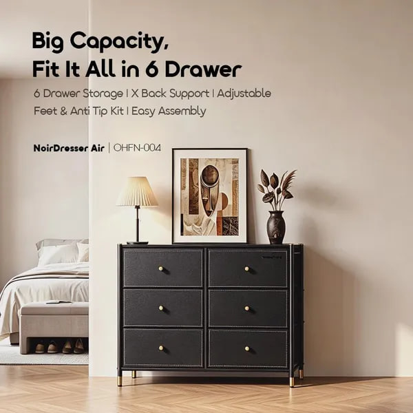 💥Drop price: GH₵ 238 only!💥oraimo NoirDresser Air Spacious Sturdy Storage Dresser with 6 Drawers