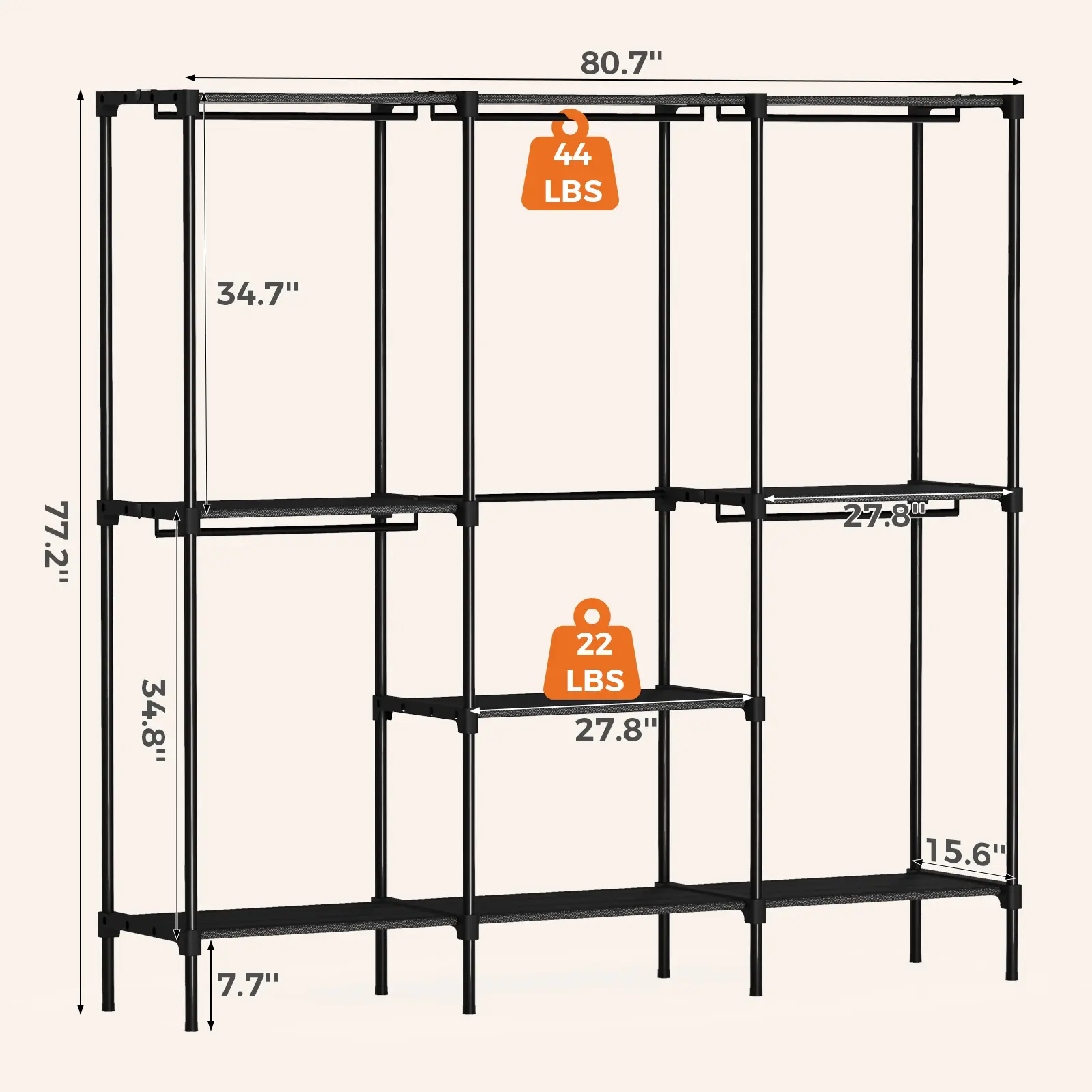 👔 Portable Wardrobe Closet with Hanging Rail, Storage Shelves & Space-Saving Design