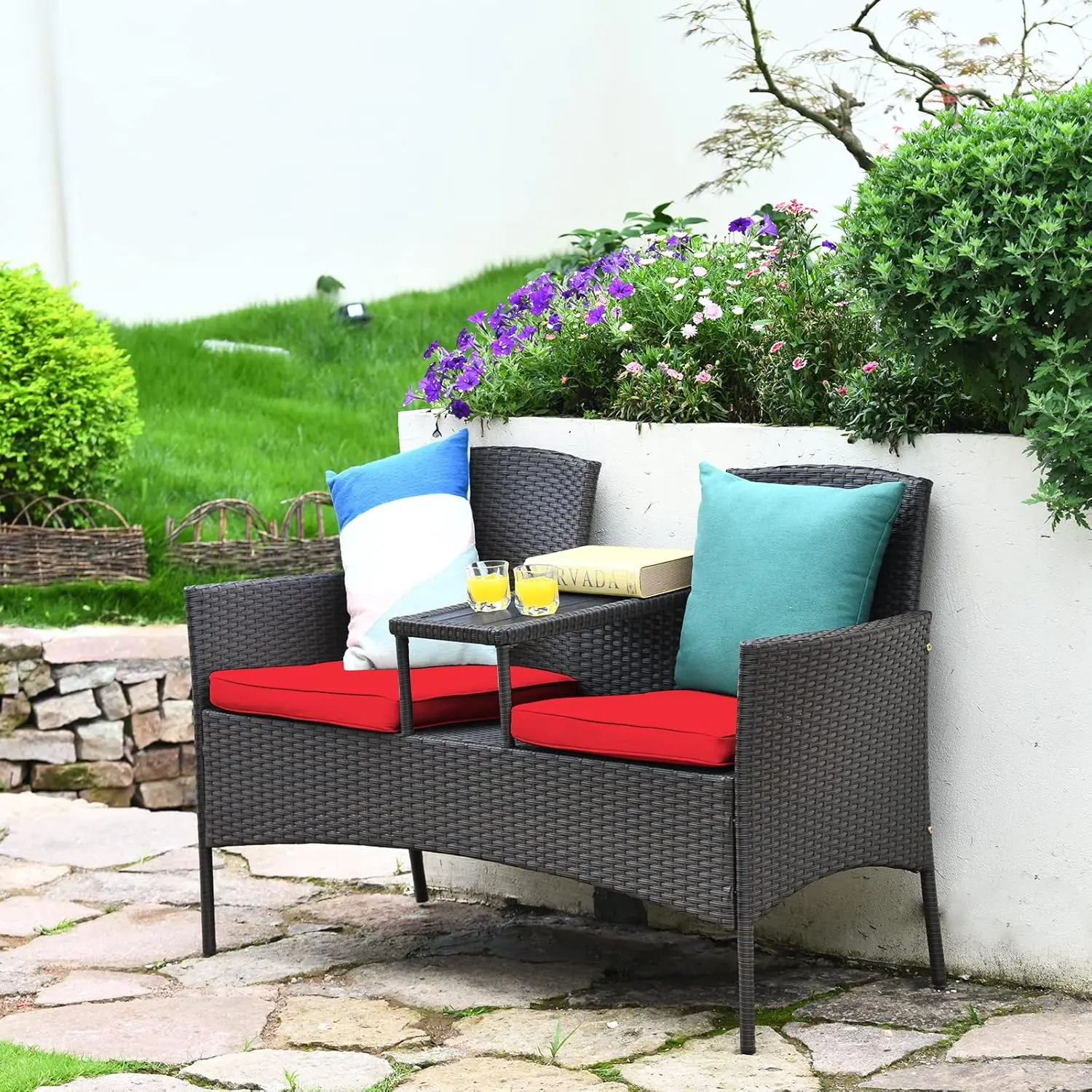 🔥 Luxury Wicker Loveseat for Indoor & Outdoor Relaxation