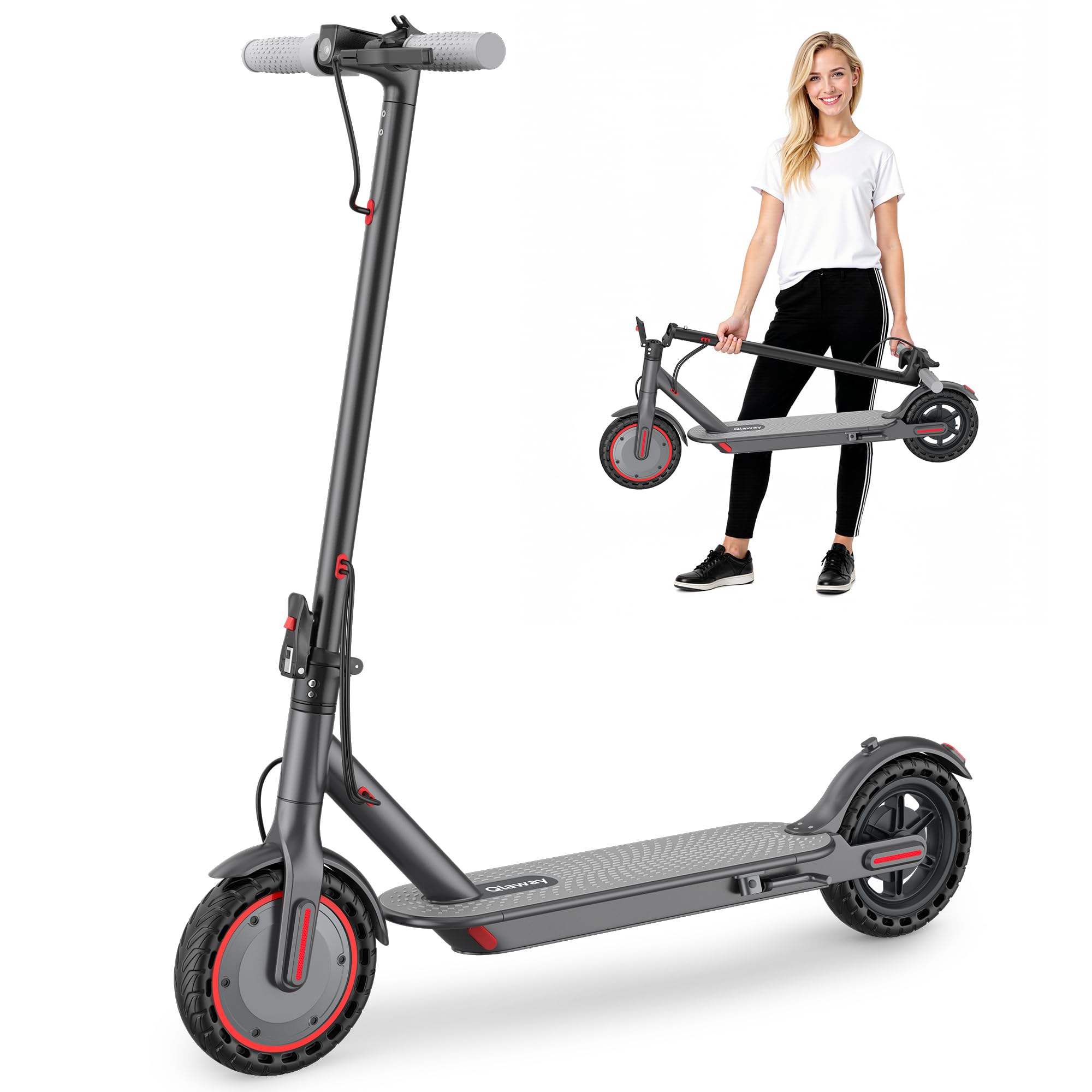 Qlaway 10/8.5" E Scooter for Adults 19 MPH Sport Escooter 350W Motor, Electric Scooter 15-22 Miles Range, Bearing 265 LBS/APP Control
