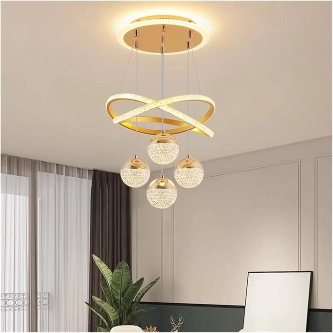 SUMMER WIND Modern Crystal LED Pendant Lamp - 72W - Gold
