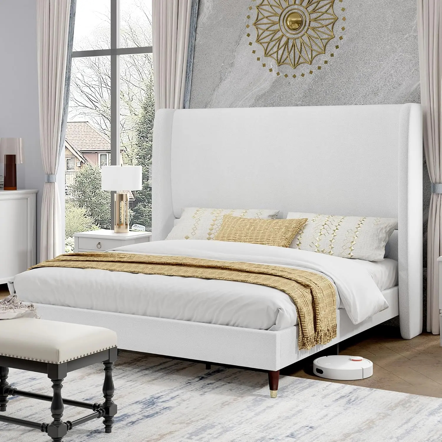 🔥 Factory Clearance – Luxury Upholstered Bed Frame with 51" Tall Headboard
