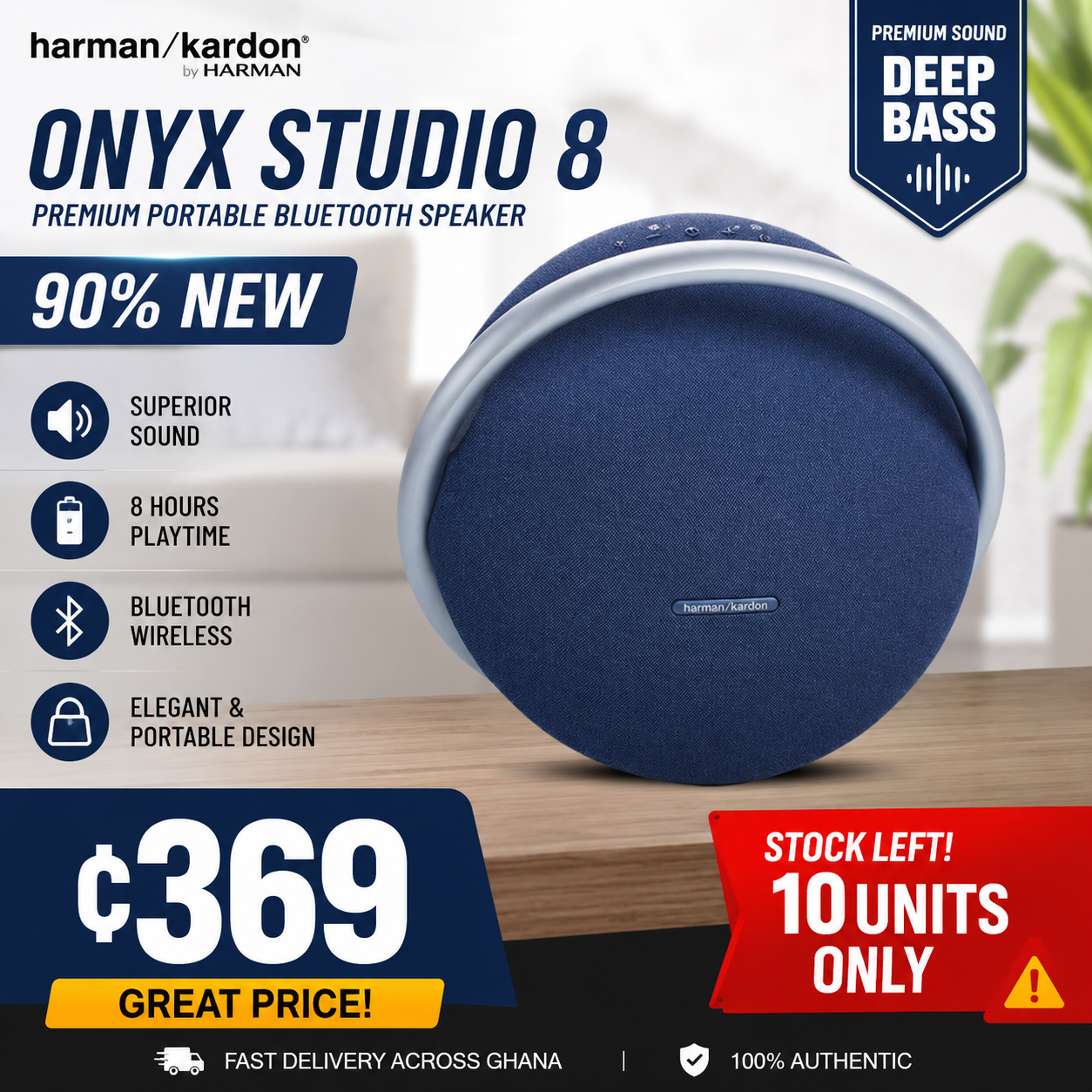 🔥 Harman Kardon Onyx Studio 8 (90% New) – Premium Portable Bluetooth Speaker with Deep Bass
