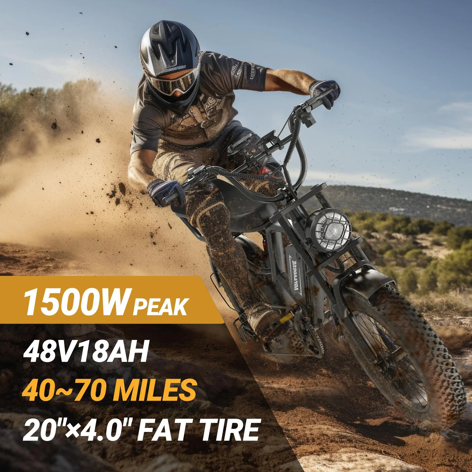 🔥 1500W All-Terrain Electric Bike – Up to 70 Miles Range, Full Suspension & 2-Seater Design
