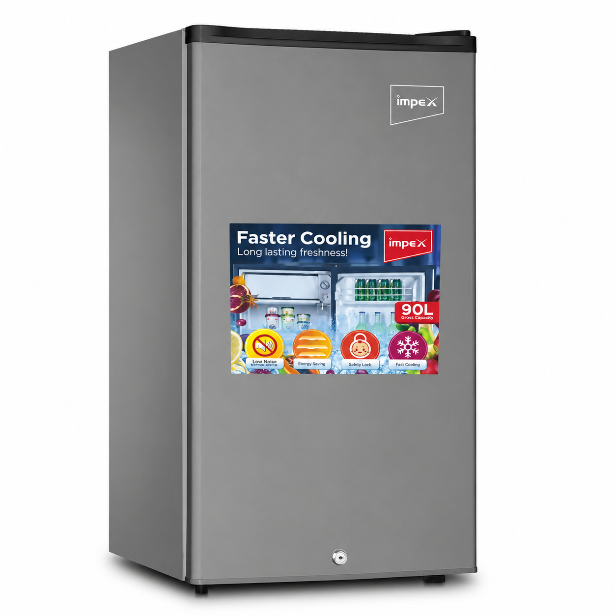 90 Liter Single Door Refrigerator 60W 83L Net, 5 Level Temperature Adjustment Knob, 2.9Cubic Feet Faster Cooling Fridge, 8L Freezer Fast Cooling, Glass Shelf, Child Safety Lock, Fast Cooling, Low Noise, Energy Saving Fridge, 2 Year Warranty - IMRF 140C, Dark Grey 90 L 65 W IMRF 140C