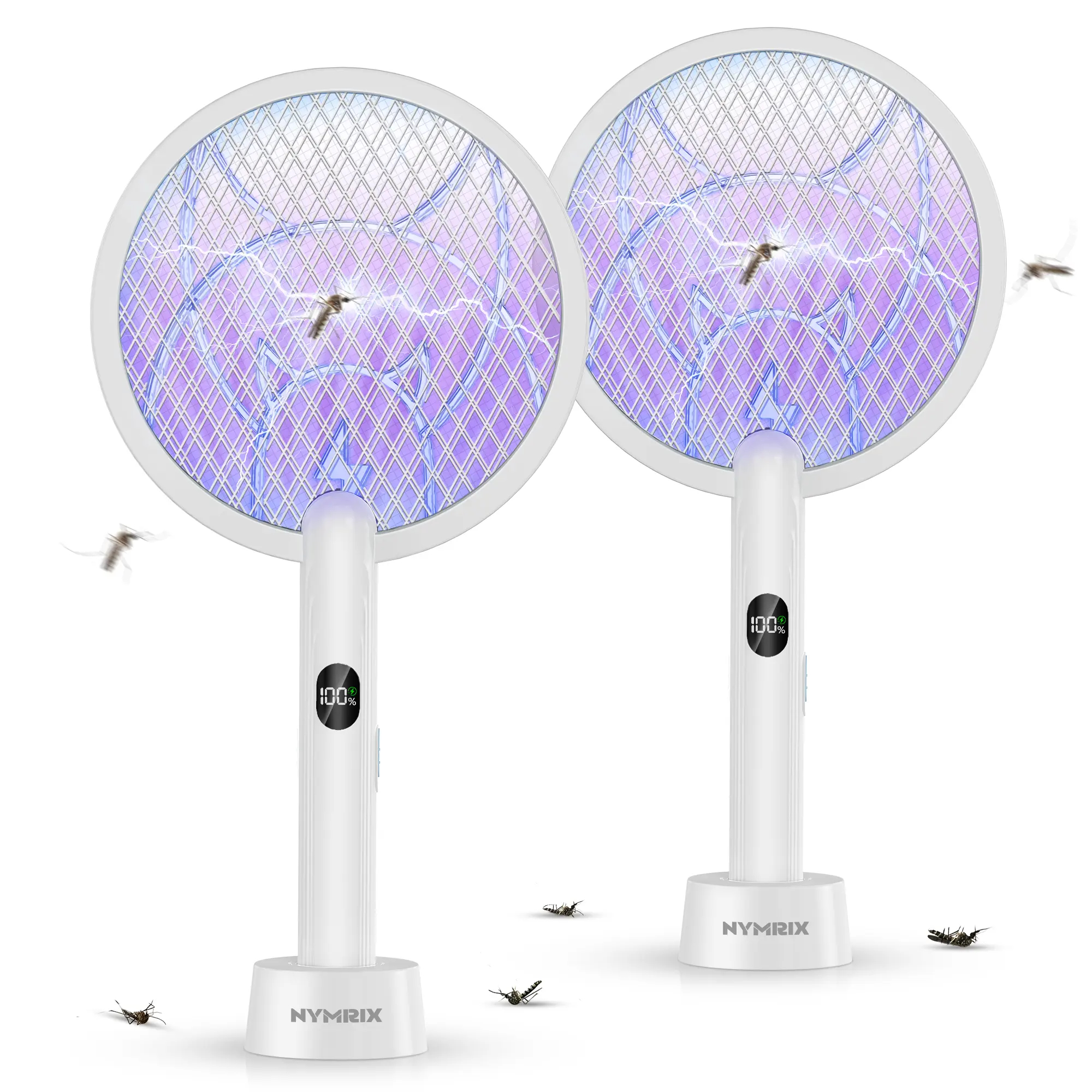 🔥 2-Pack Electric Fly Swatter – USB Rechargeable Mosquito Zapper for Home & Outdoor