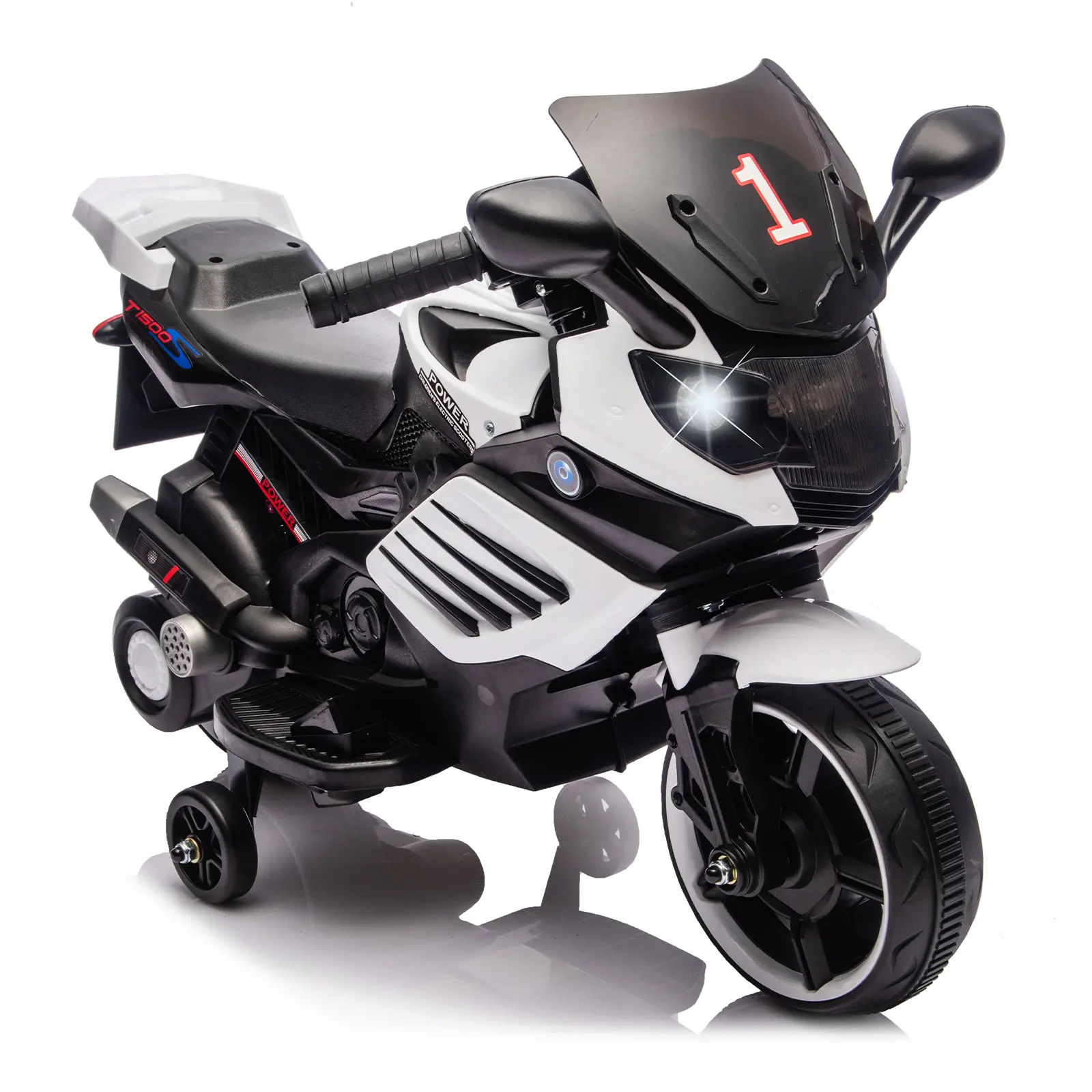 Exciting & Safe 6V Kids Electric Motorcycle Ride-On - Training Wheels - Engine Sounds - Music & Horn - Headlights - Treaded Tires - Outdoor Battery Toy for Ages 3-6