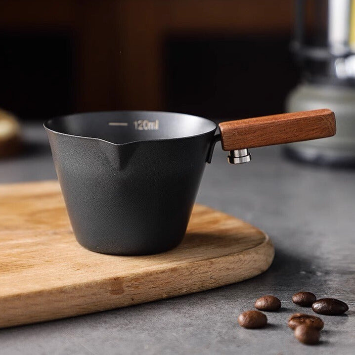 Stainless Steel Espresso Shot Cup with Wooden Handle