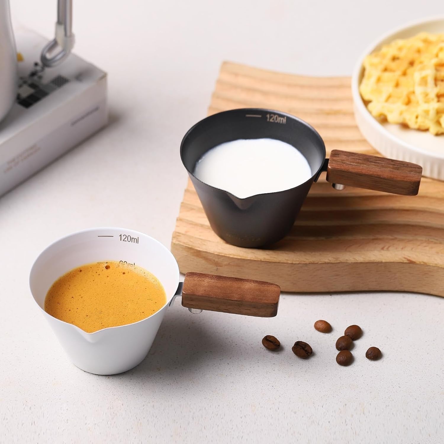 Stainless Steel Espresso Shot Cup with Wooden Handle