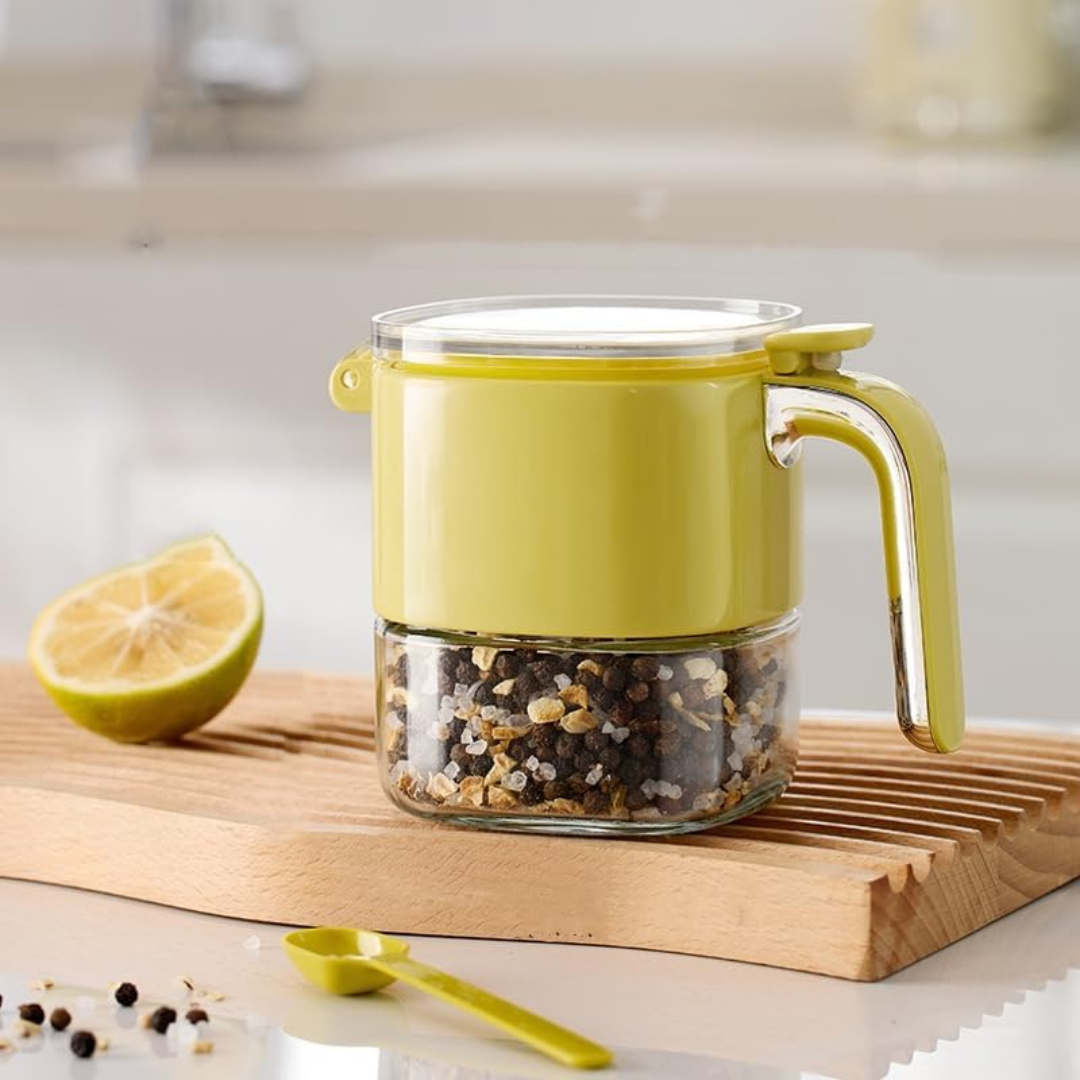 Multi-Purpose One-Hand Operated Spice Jar with Flip Cap