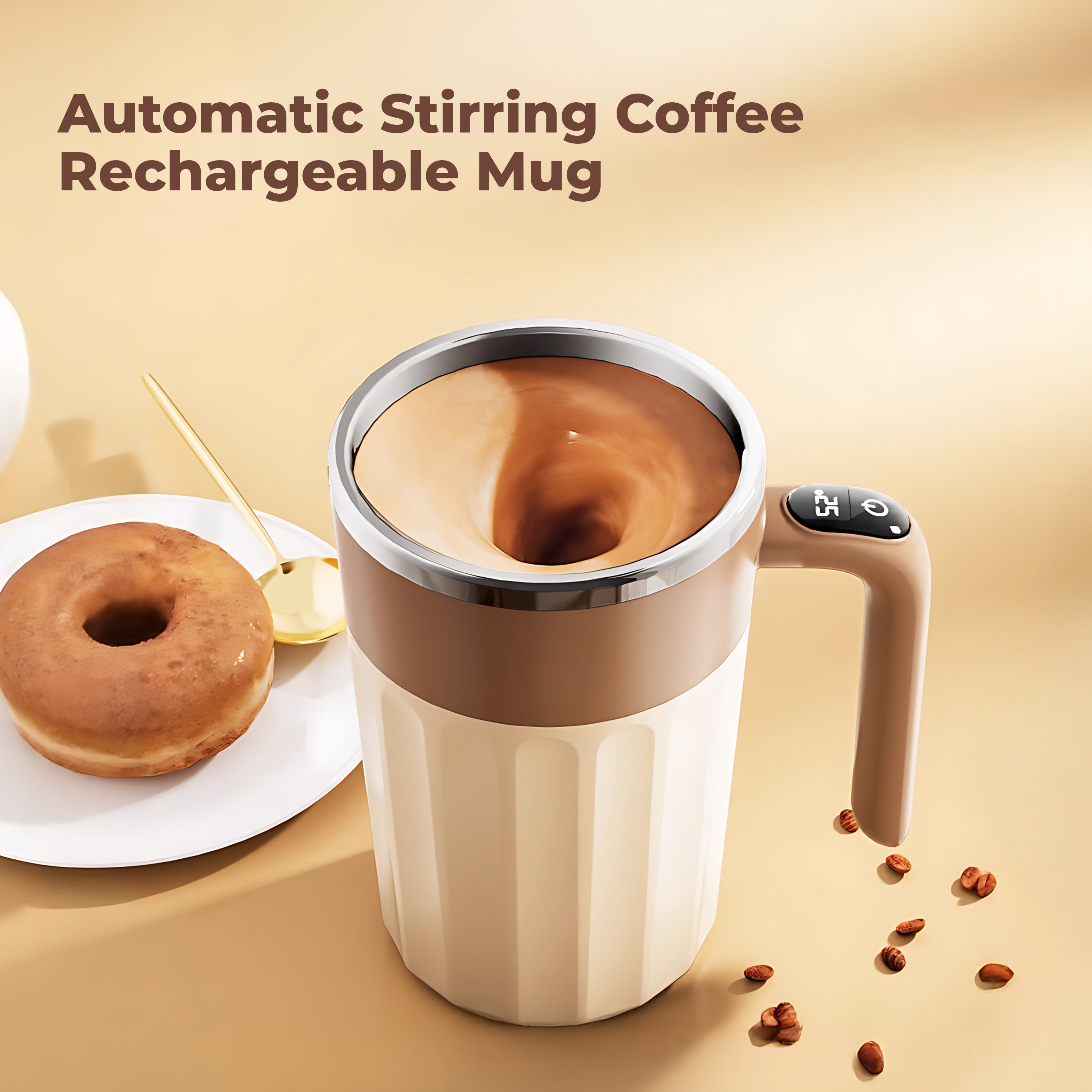 Automatic Stirring Coffee Rechargeable Mug with Digital Display - 400ml