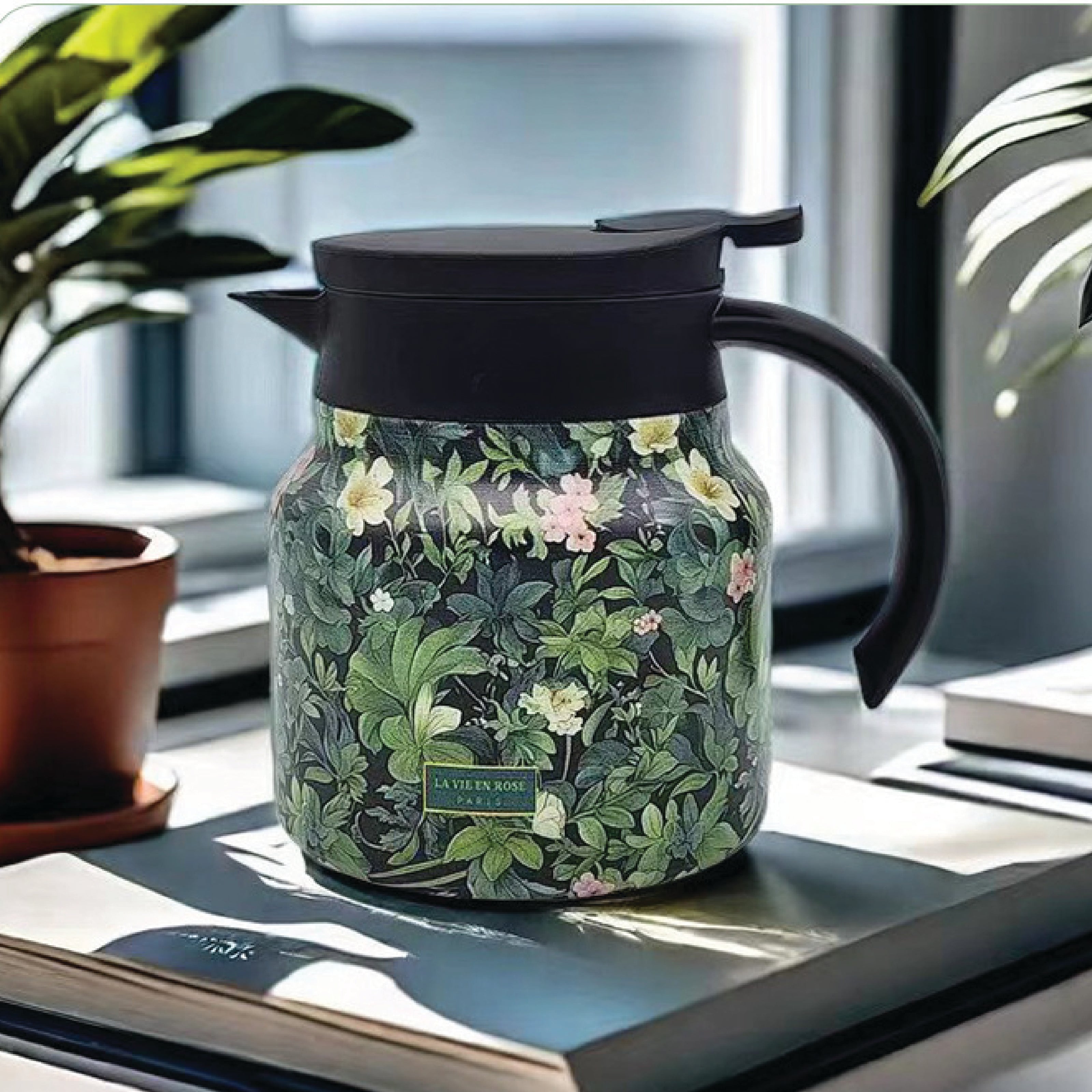 Vintage Floral Stainless Steel Elegant Insulated Teapot - 800ml
