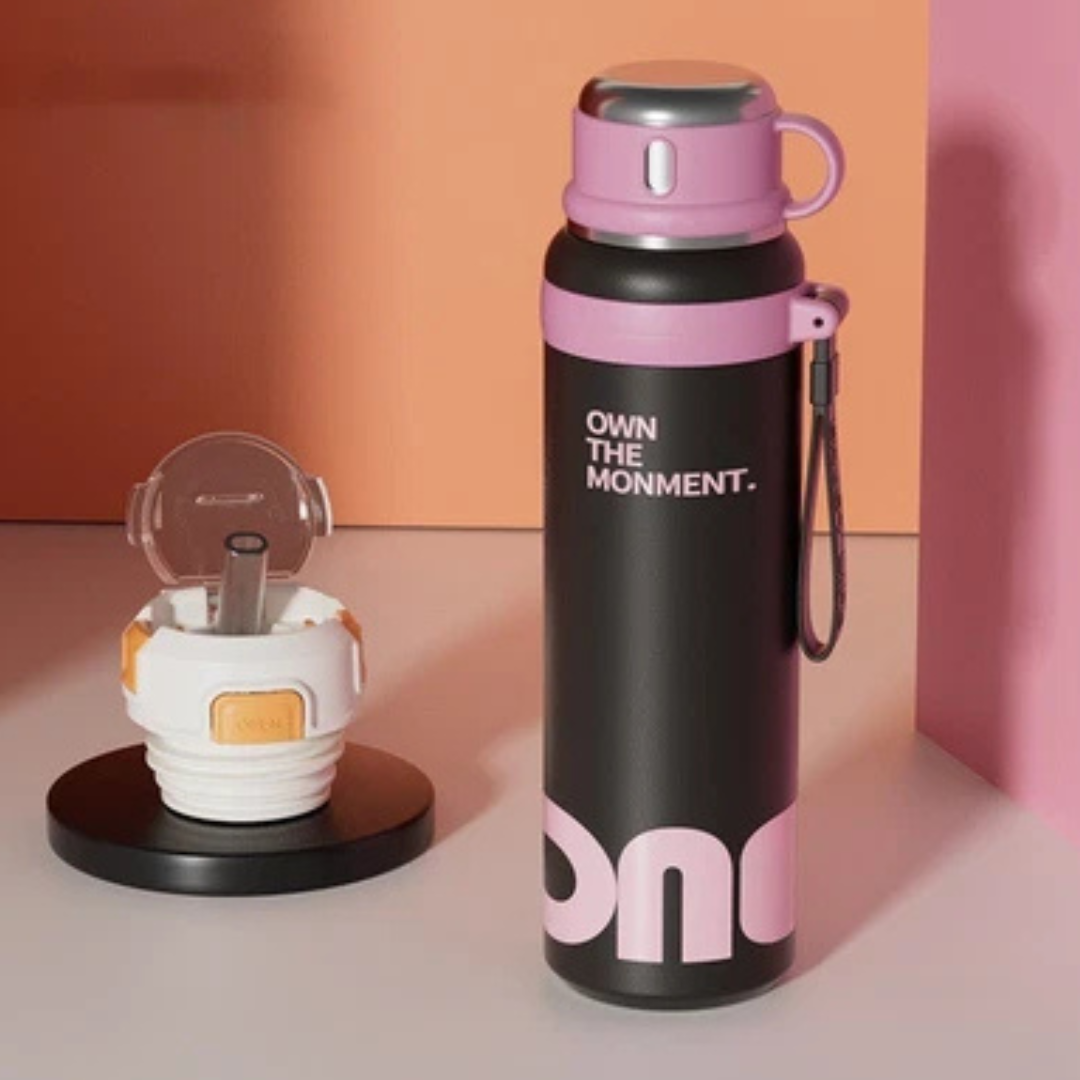 Stylish Stainless Steel Leak Proof Thermal Water Bottle - 1000ml