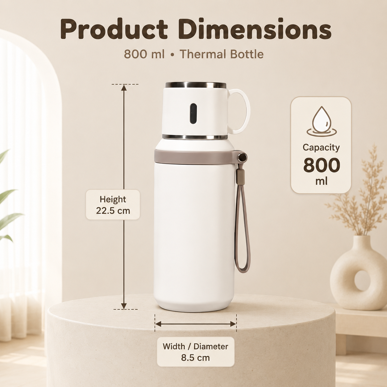 Premium Stainless Steel Thermal Water Bottle - 800ml