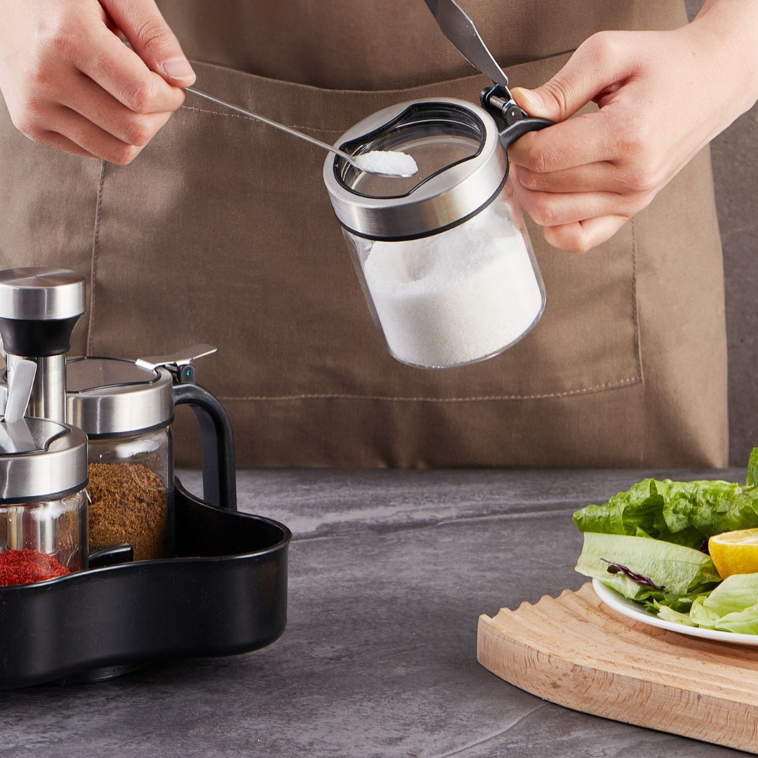 High Quality 360° Rotatable Borosilicate Glass Seasoning Set (Set of 4)