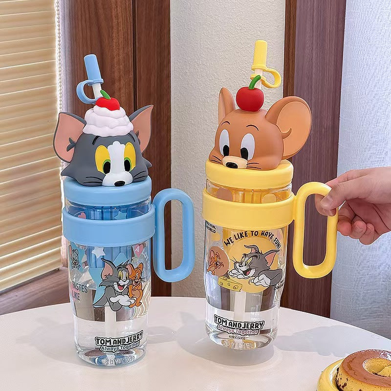 Cute Cartoon Kids Water Bottle with Straw - 1060ml Capacity