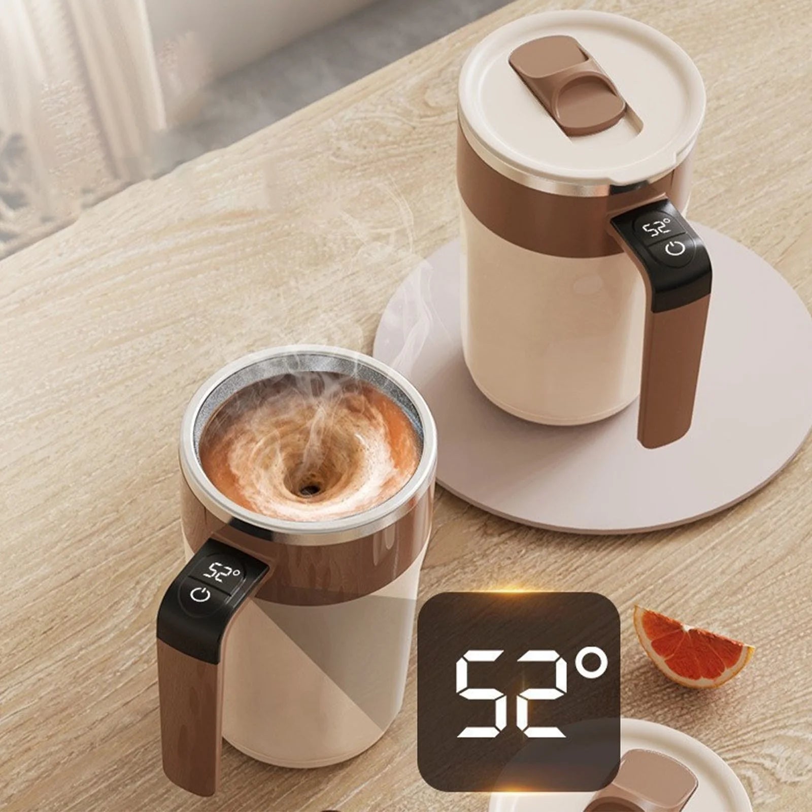 Automatic Stirring Coffee Rechargeable Mug with Digital Display - 400ml