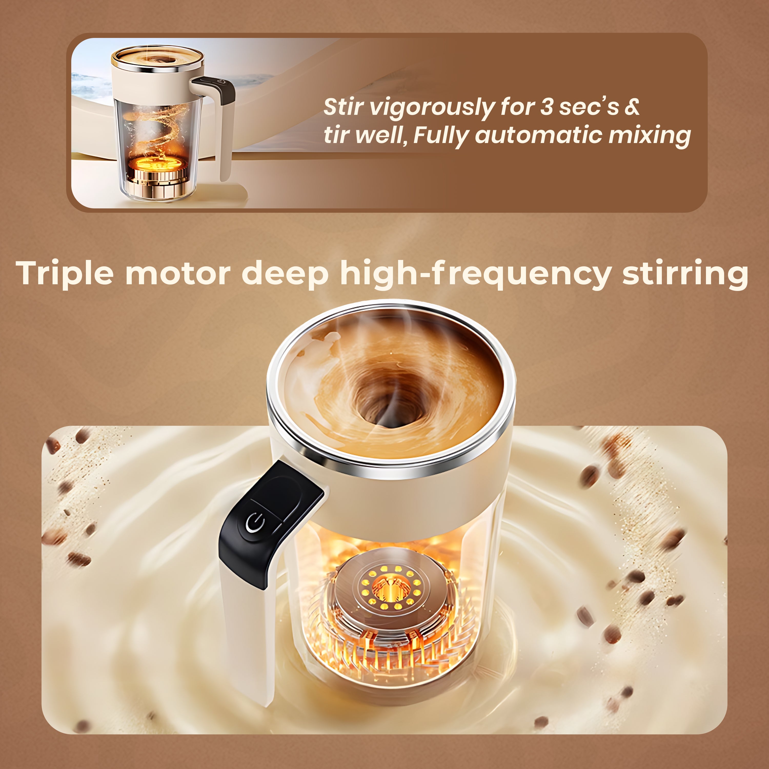 Automatic Stirring Coffee Rechargeable Mug with Digital Display - 400ml