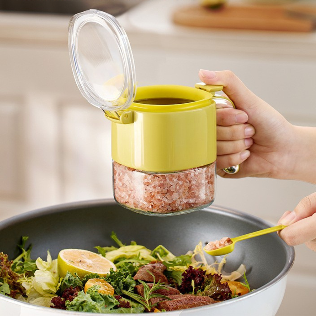 Multi-Purpose One-Hand Operated Spice Jar with Flip Cap
