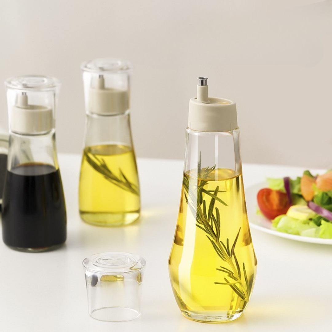 Premium Glass Oil Dispenser with No-Drip Spout for Kitchen Use