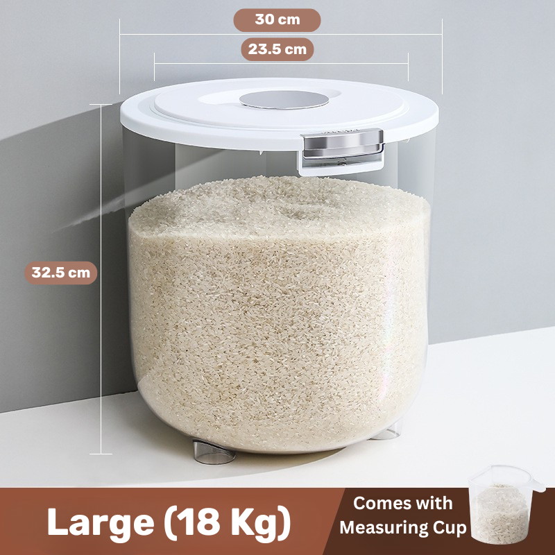 Large Capacity Transparent Rice Container with One-Click Lid