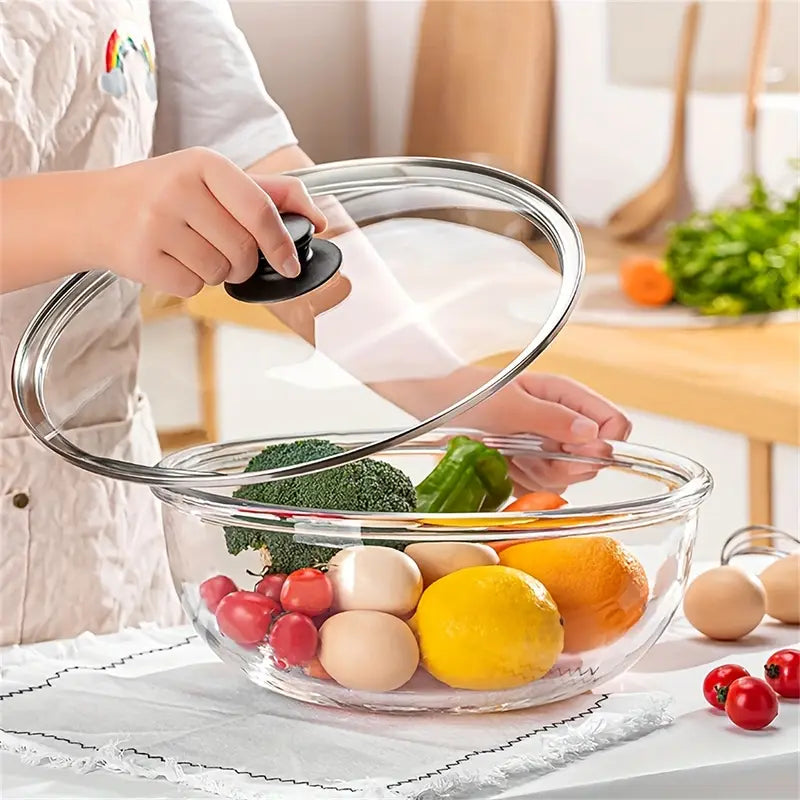 Large Capacity Heat Resistant Glass Mixing Bowl with Lid - 6000ml