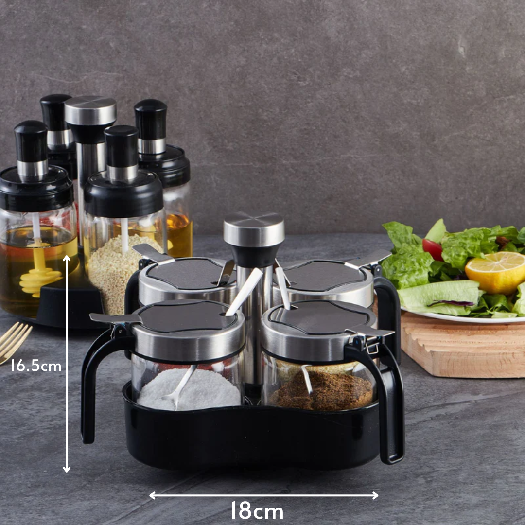 High Quality 360° Rotatable Borosilicate Glass Seasoning Set (Set of 4)