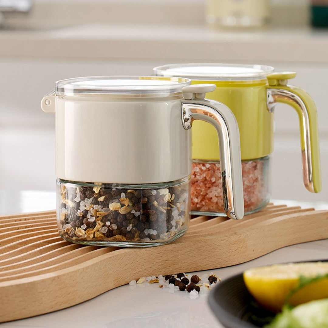 Multi-Purpose One-Hand Operated Spice Jar with Flip Cap