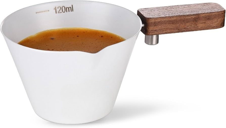 Stainless Steel Espresso Shot Cup with Wooden Handle