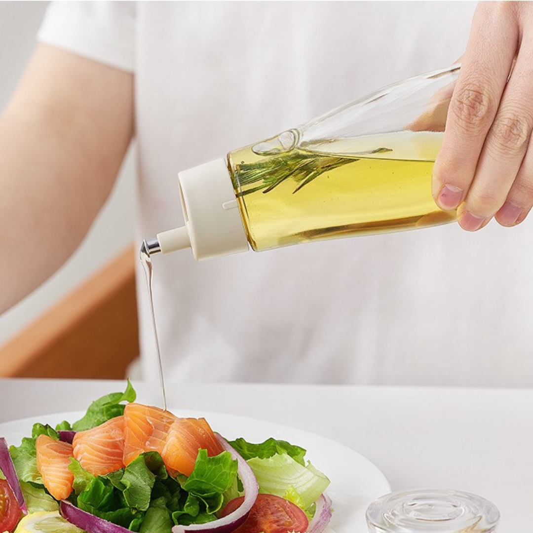 Premium Glass Oil Dispenser with No-Drip Spout for Kitchen Use