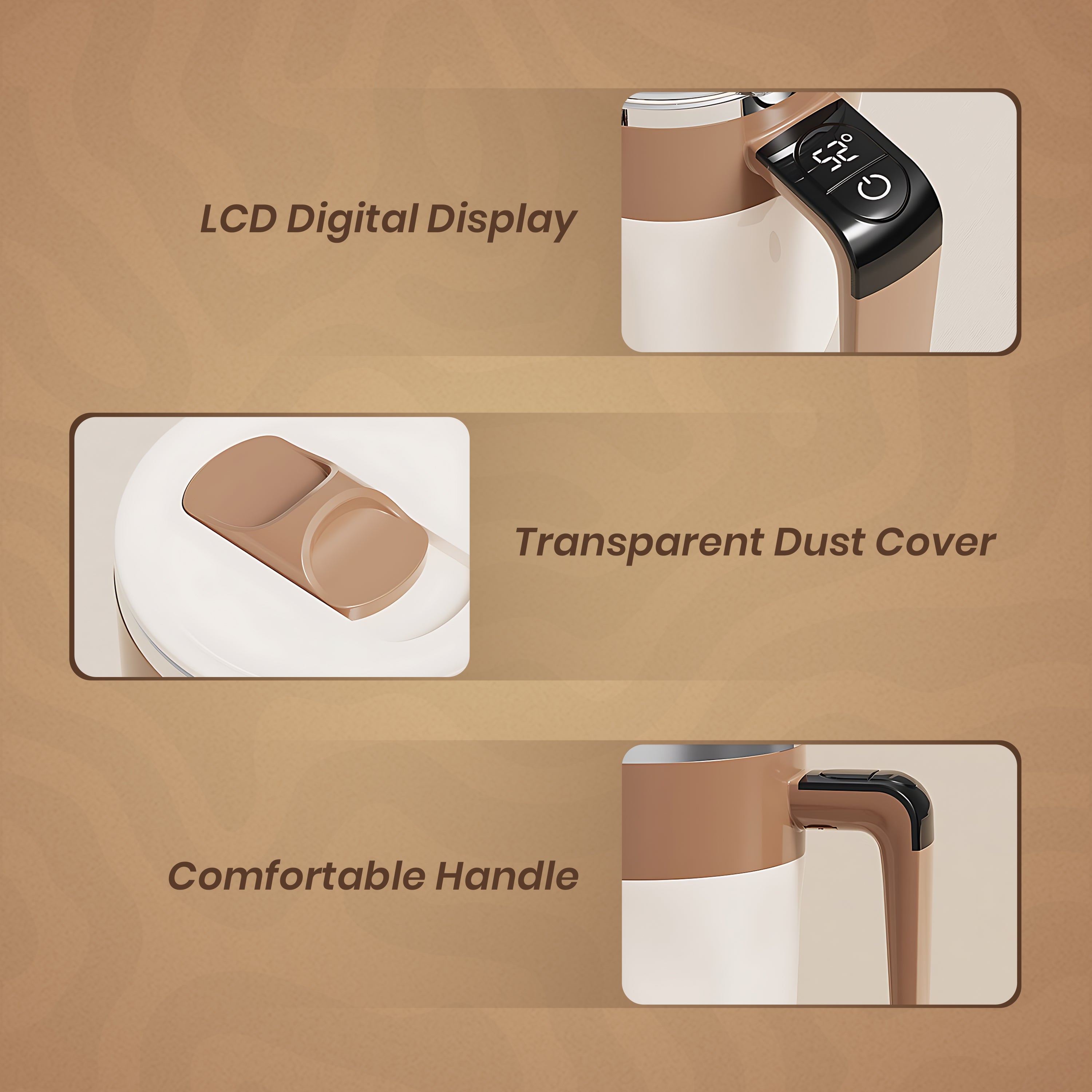 Automatic Stirring Coffee Rechargeable Mug with Digital Display - 400ml