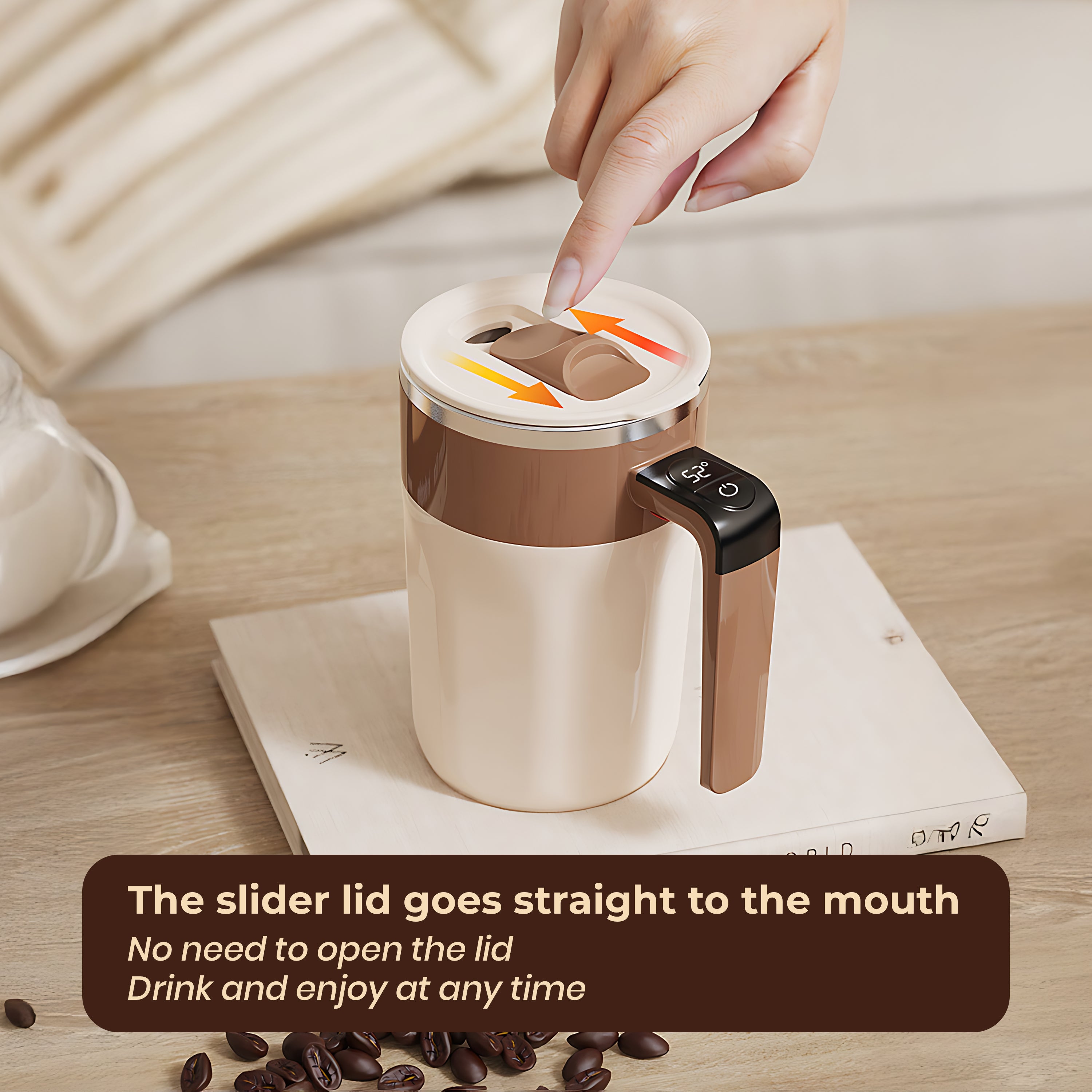 Automatic Stirring Coffee Rechargeable Mug with Digital Display - 400ml