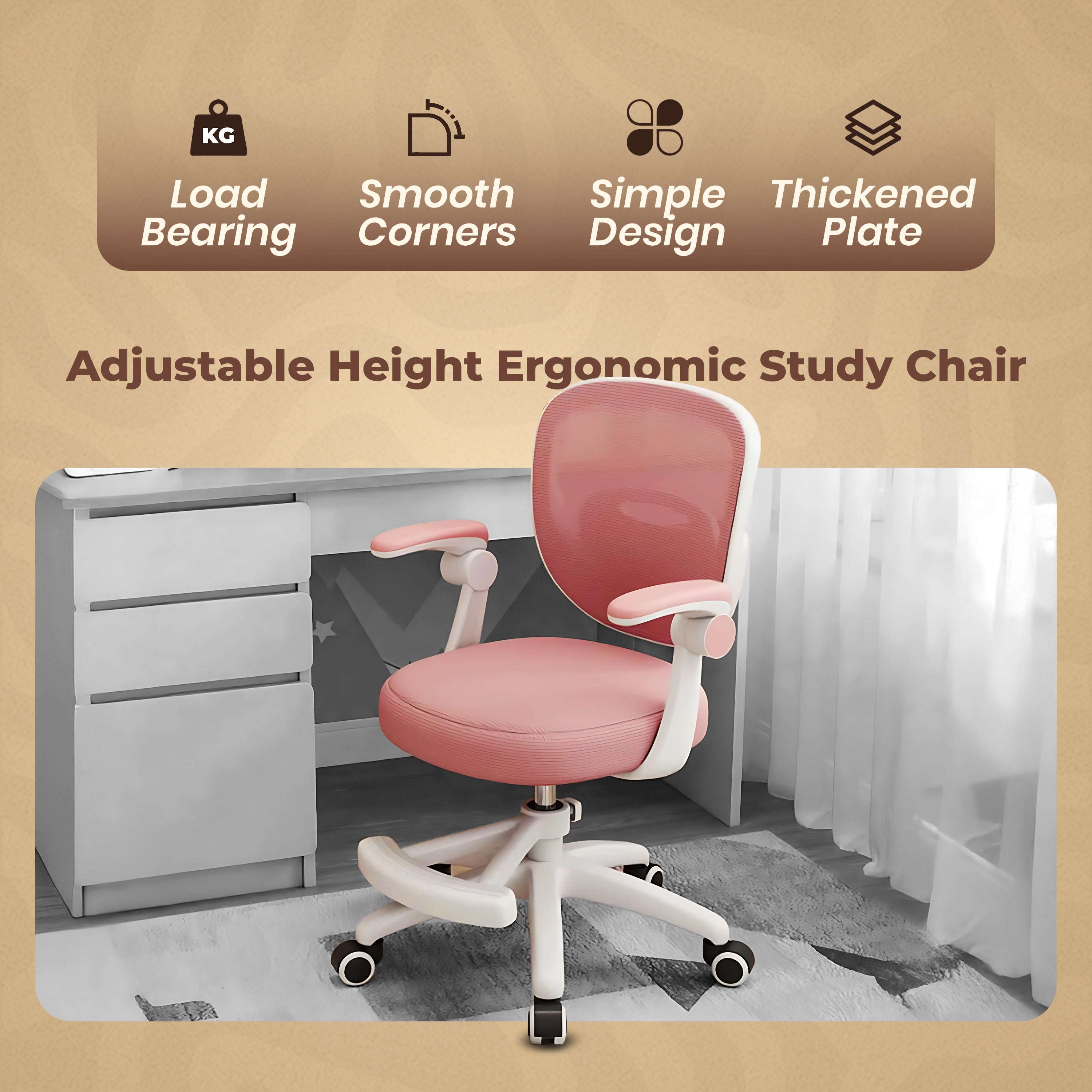 Mesh Comfort Adjustable Height Ergonomic Study Chair
