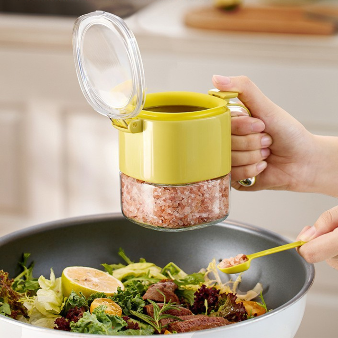Multi-Purpose One-Hand Operated Spice Jar with Flip Cap