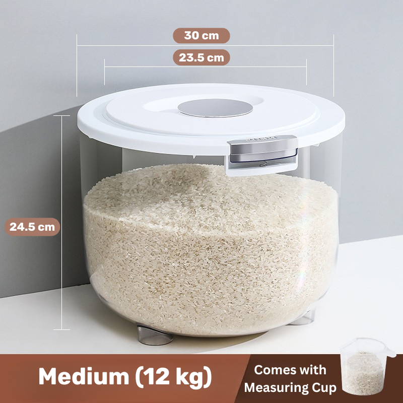 Large Capacity Transparent Rice Container with One-Click Lid