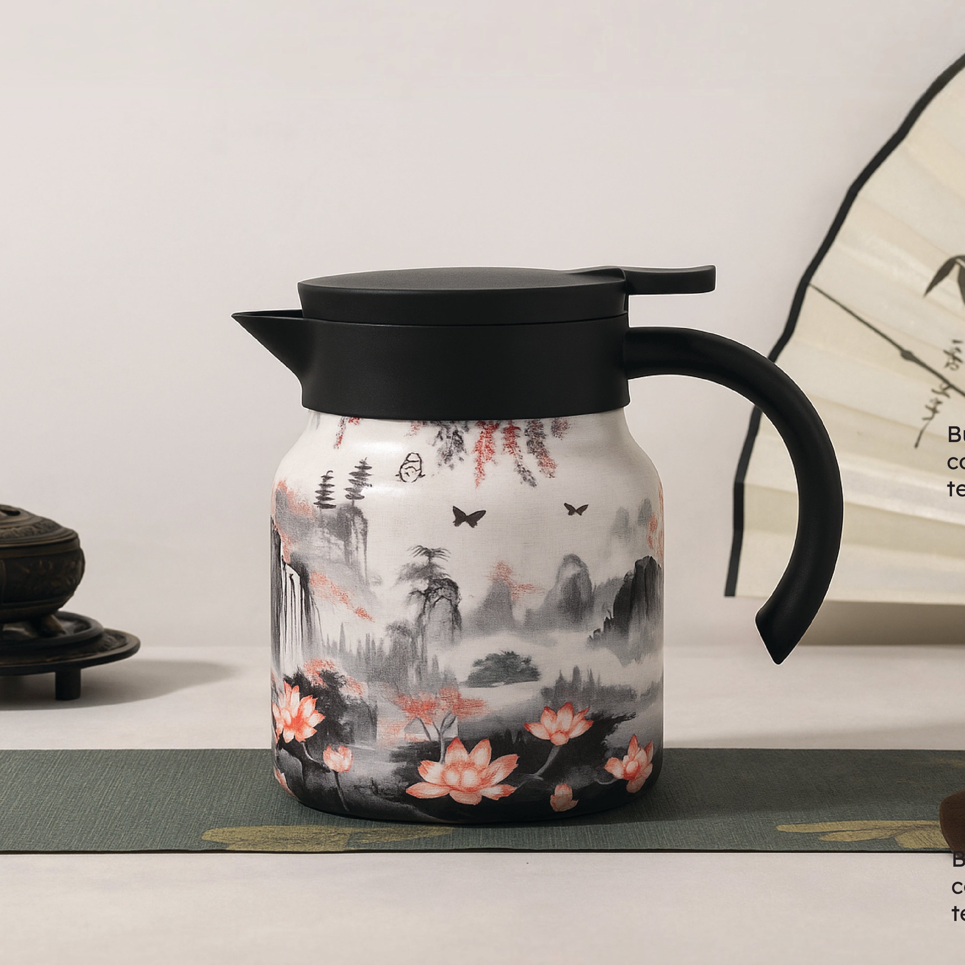 Vintage Floral Stainless Steel Elegant Insulated Teapot - 800ml