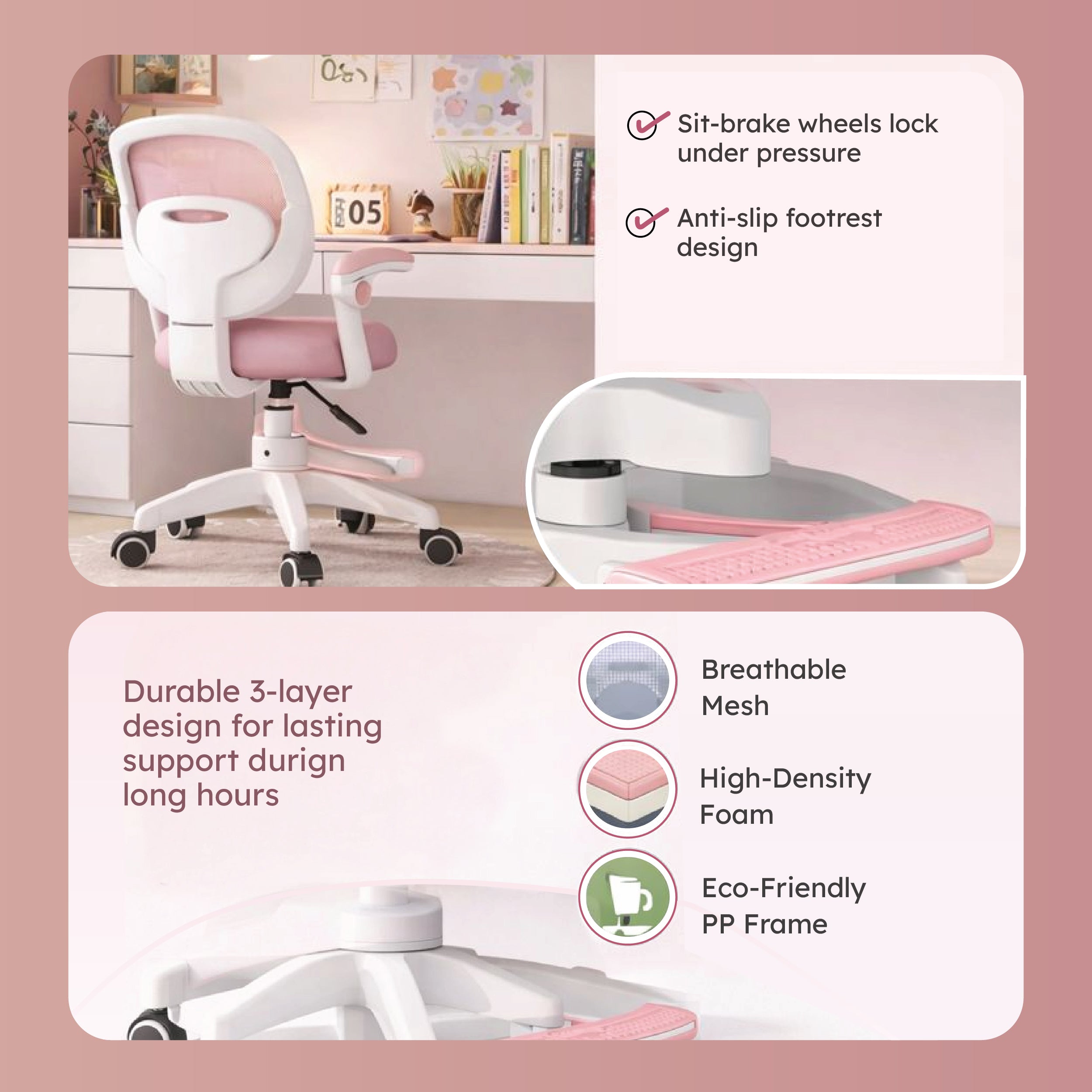 Mesh Comfort Adjustable Height Ergonomic Study Chair