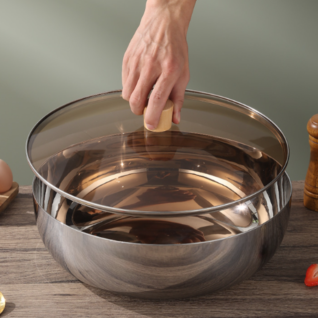 Large-Capacity Stainless Steel Mixing Bowl with Lid
