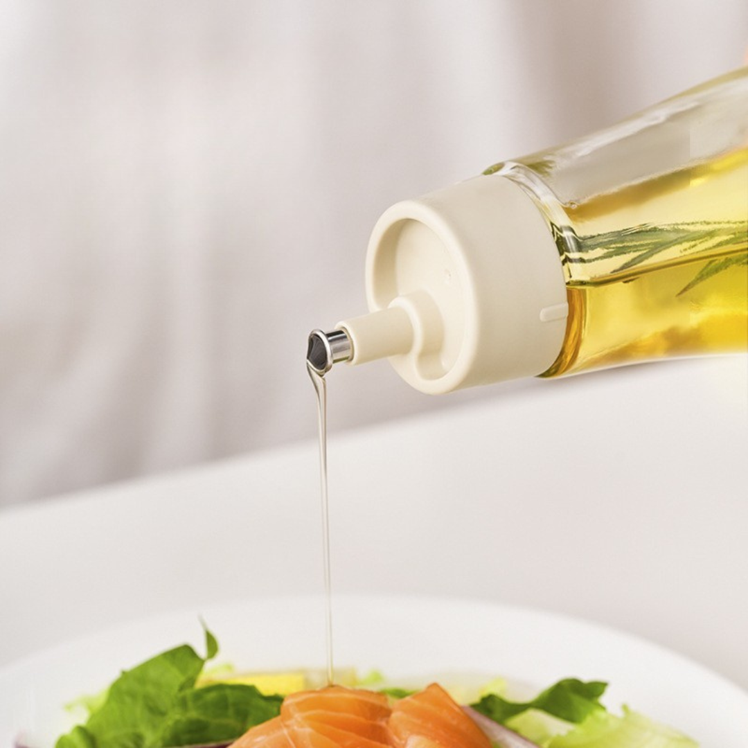 Premium Glass Oil Dispenser with No-Drip Spout for Kitchen Use
