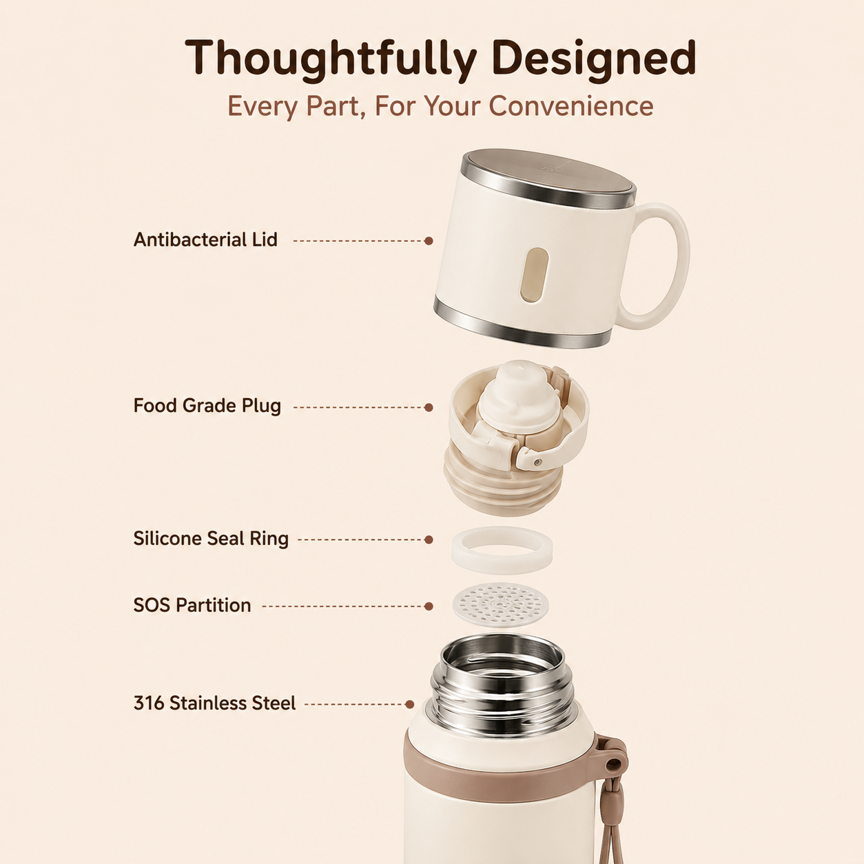 Premium Stainless Steel Thermal Water Bottle - 800ml