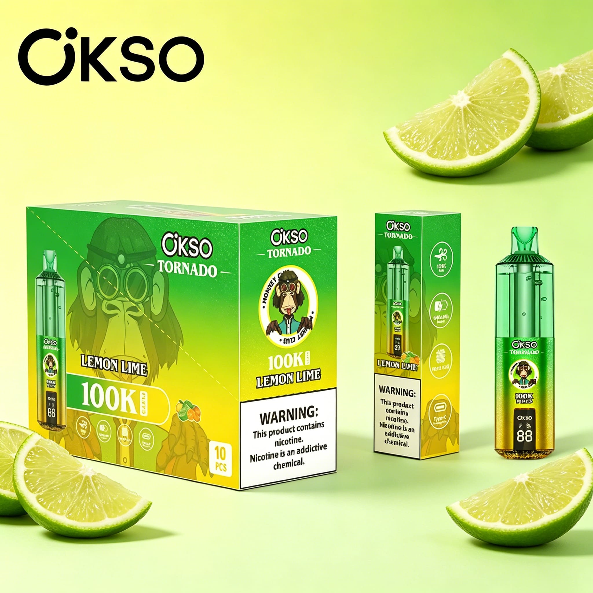 OKSO Tornado 100K 100000 Puffs RGB LED Rechargeable Original Visual Oil Vape 