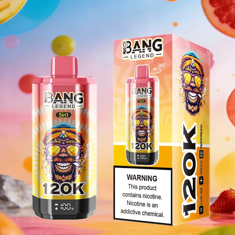 Bang Legend 120000 120K Puffs 5 in 1 Flavors & 5 oil tanks Rechargeable LCD Display Disposable Vape EU Warehouse 